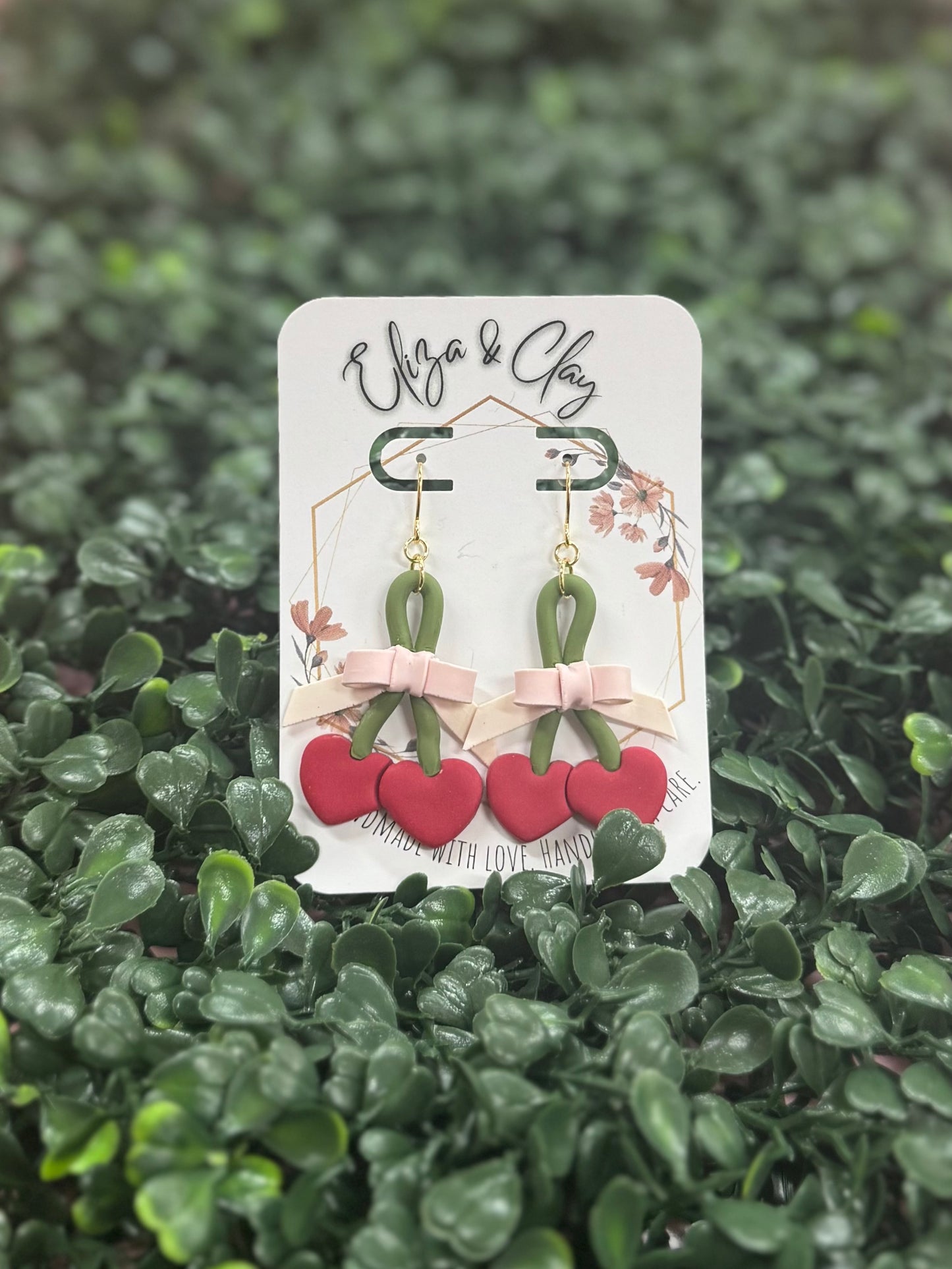 Cherry & Bow Clay Earring Dangles