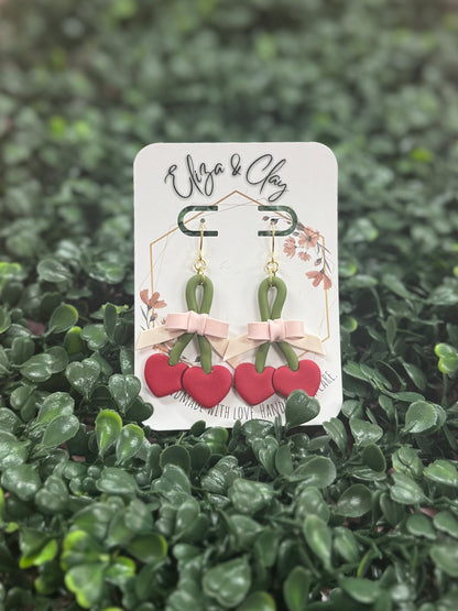 Cherry & Bow Clay Earring Dangles