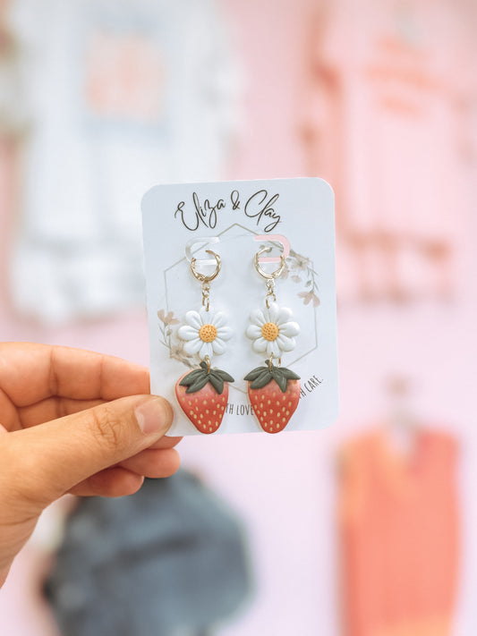 Strawberry Flower Dangle Earrings