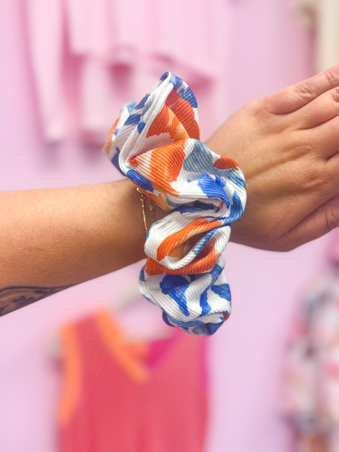 Watercolor Floral Hair Scrunchie