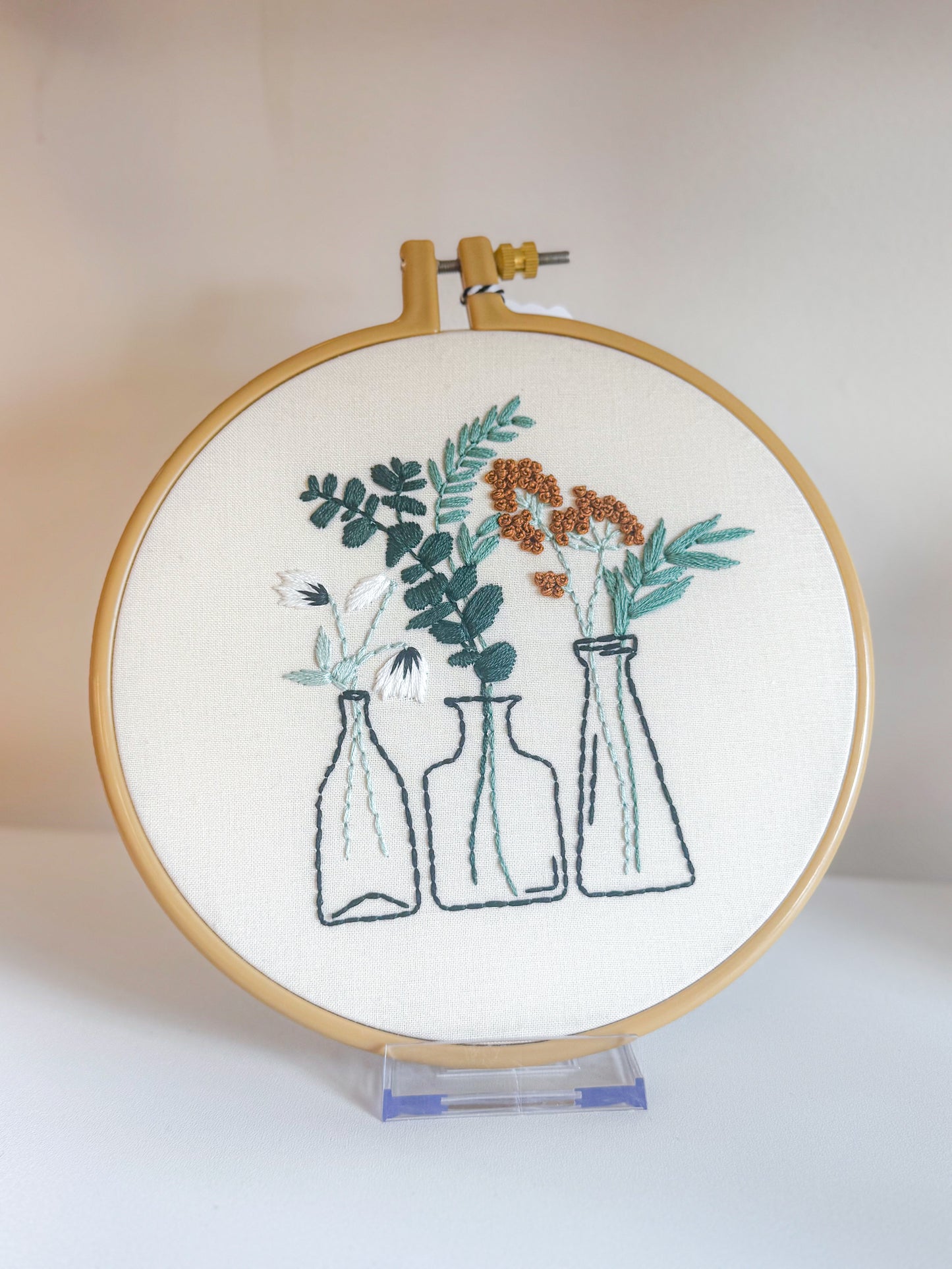 Floral Vases Embroidery Wall Art