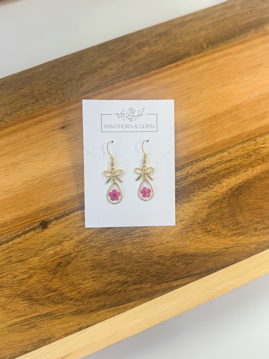 Bow + Teardrop Resin Dangle Earrings