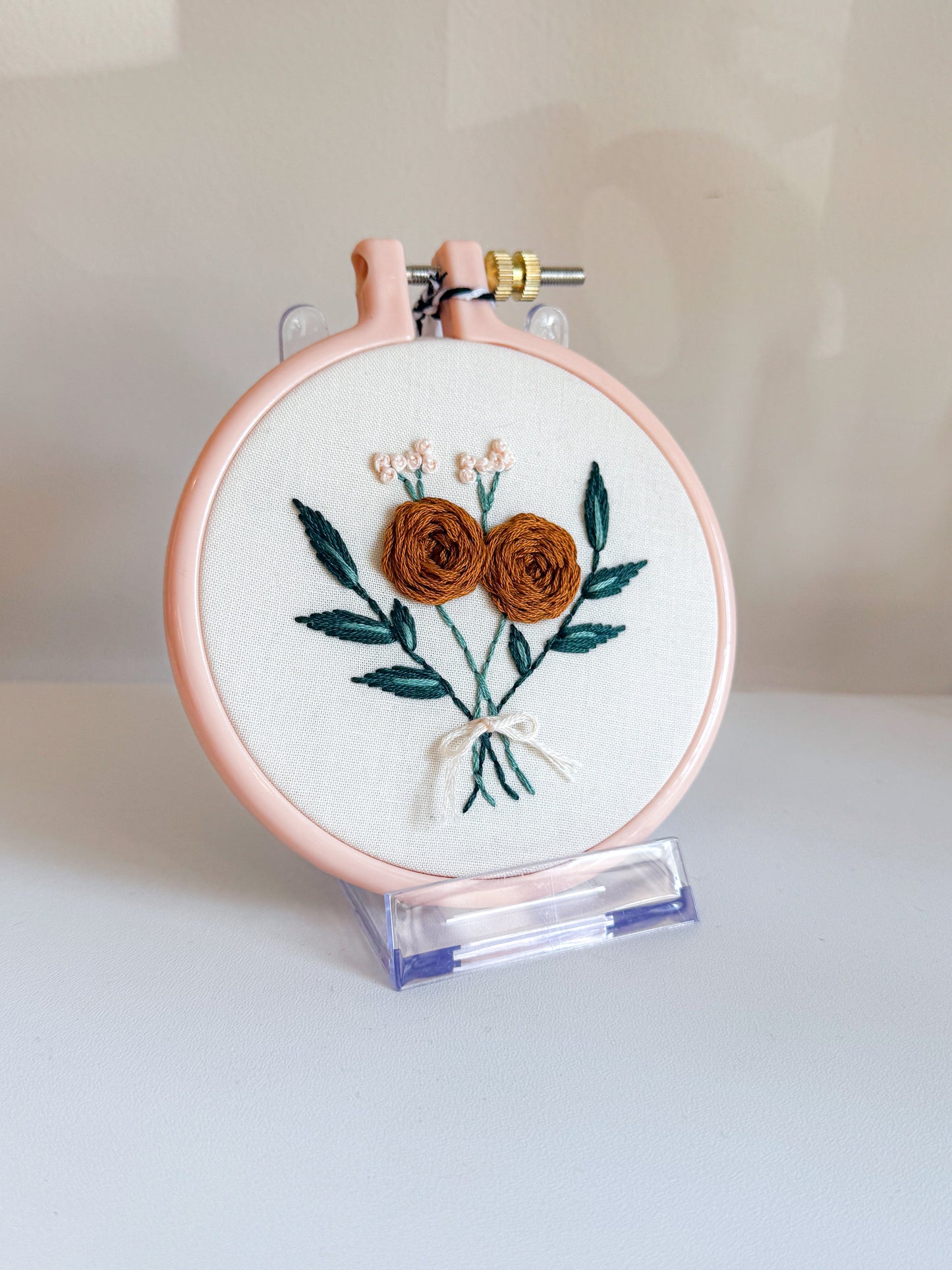 Burnt Orange & Pink Embroidery Wall Art