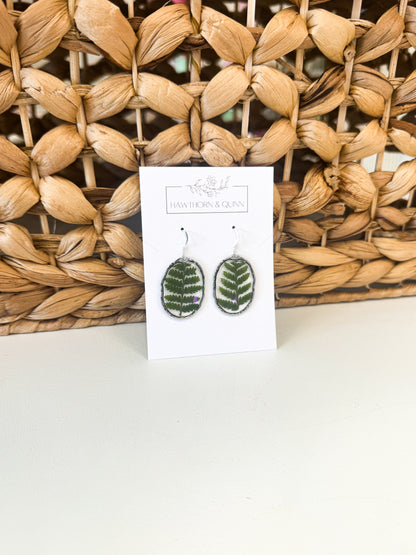 Oval Greenery Resin Dangle Earrings