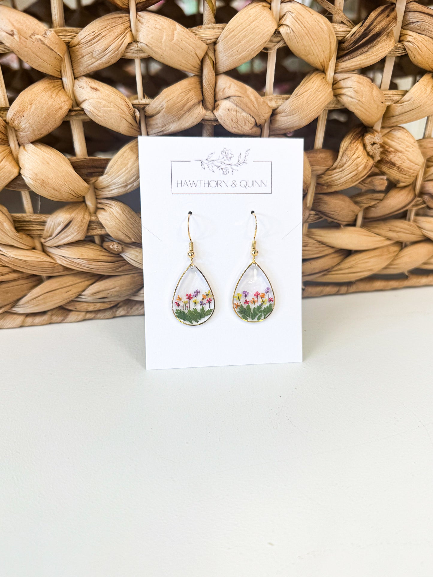 Tear Drop Resin Dangle Earrings