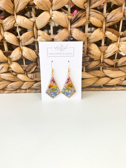 Abstract Rainbow Resin Dangle Earrings