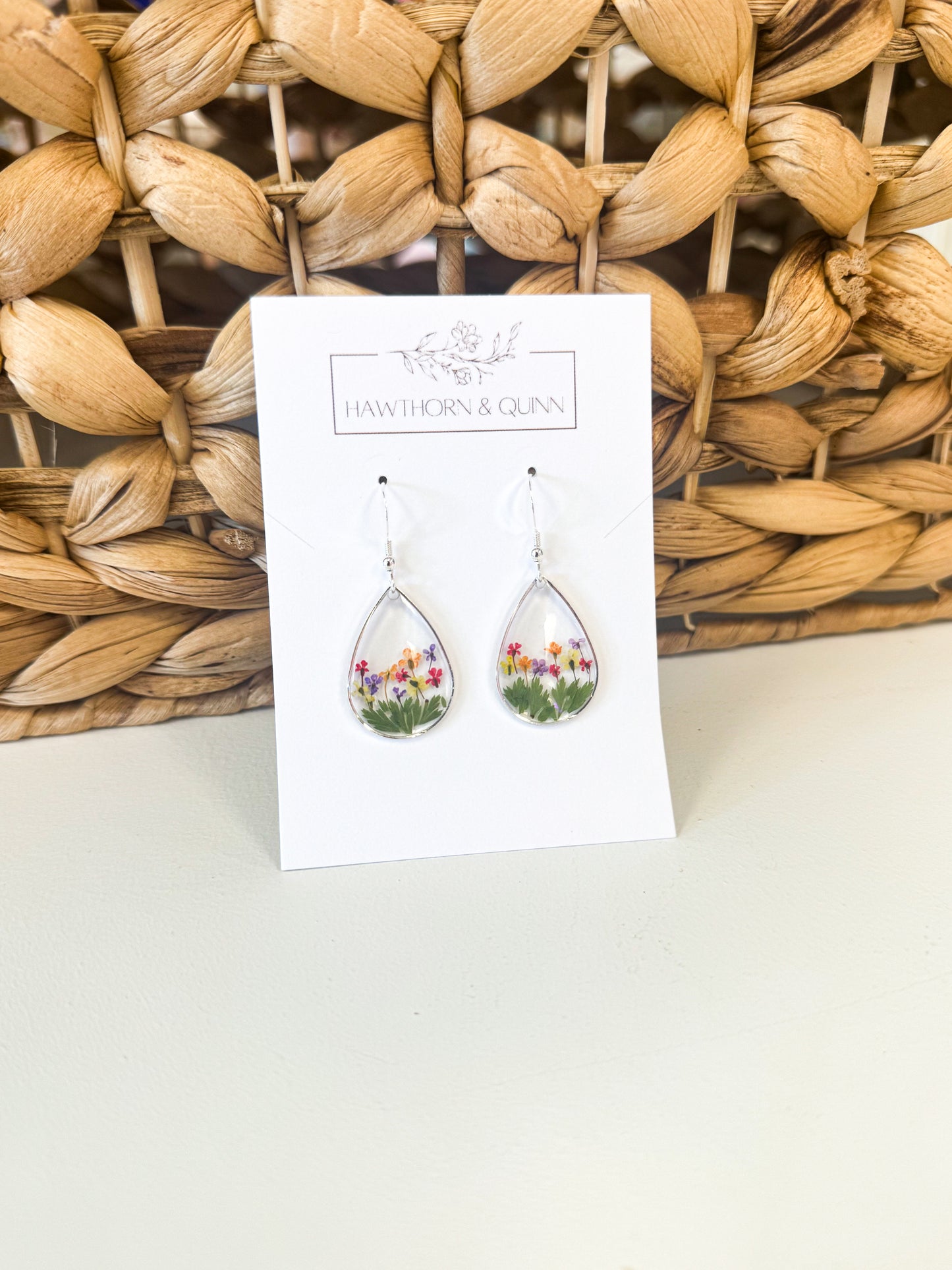 Tear Drop Resin Dangle Earrings