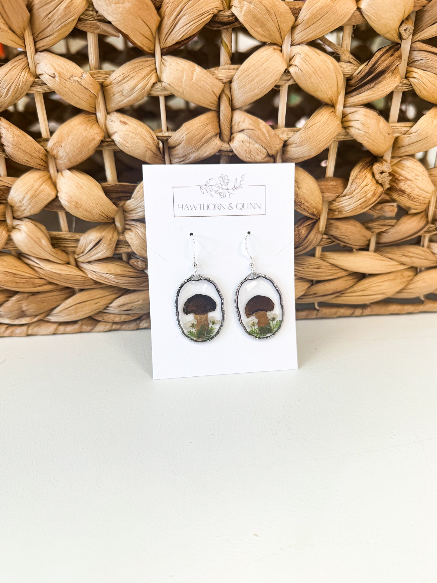 Mushroom Resin Dangle Earrings