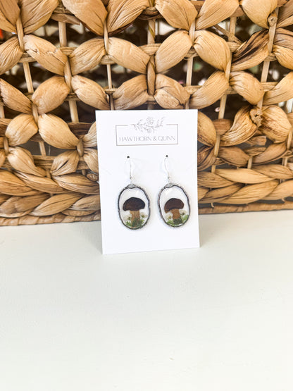 Mushroom Resin Dangle Earrings