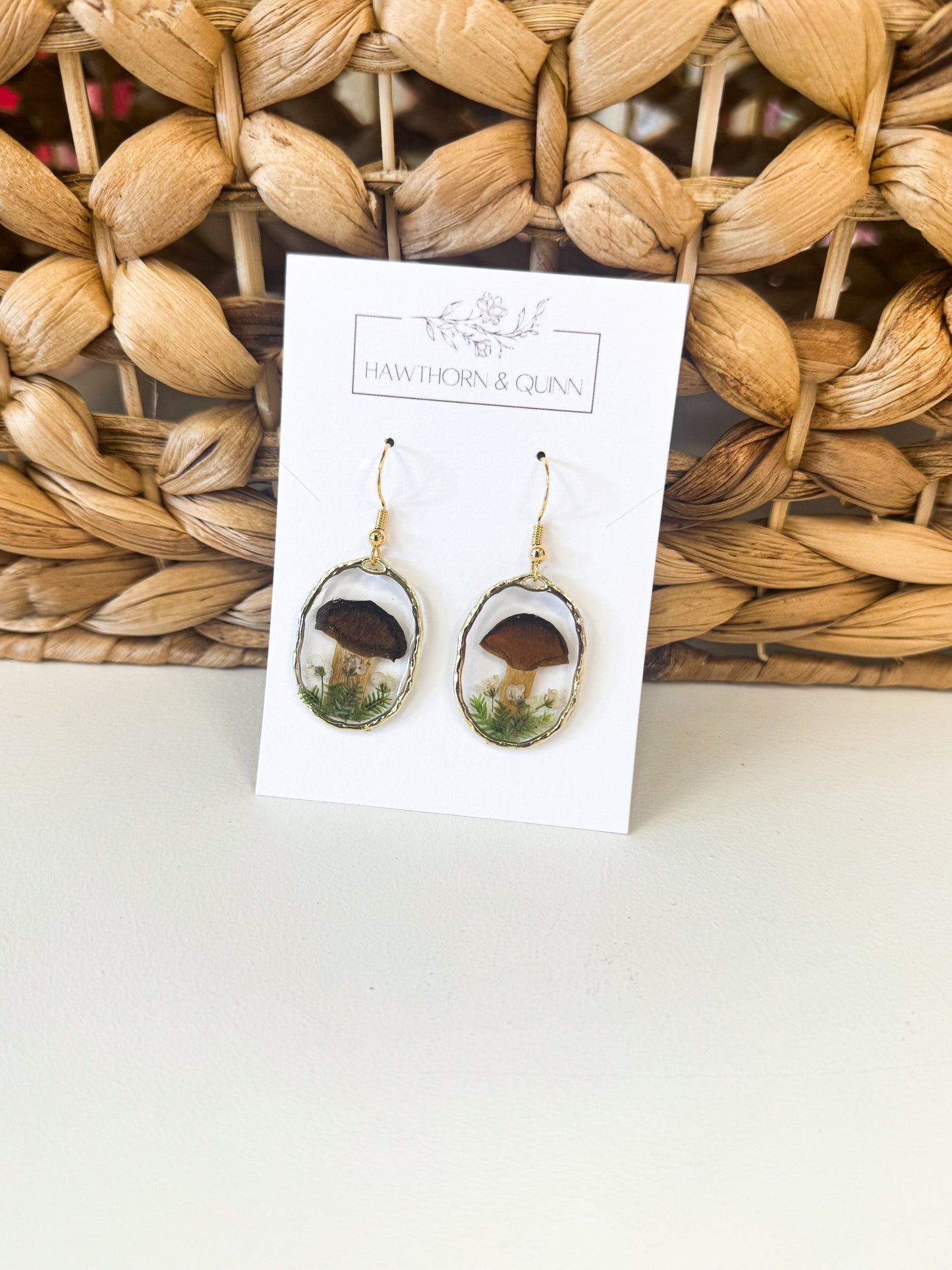 Mushroom Resin Dangle Earrings