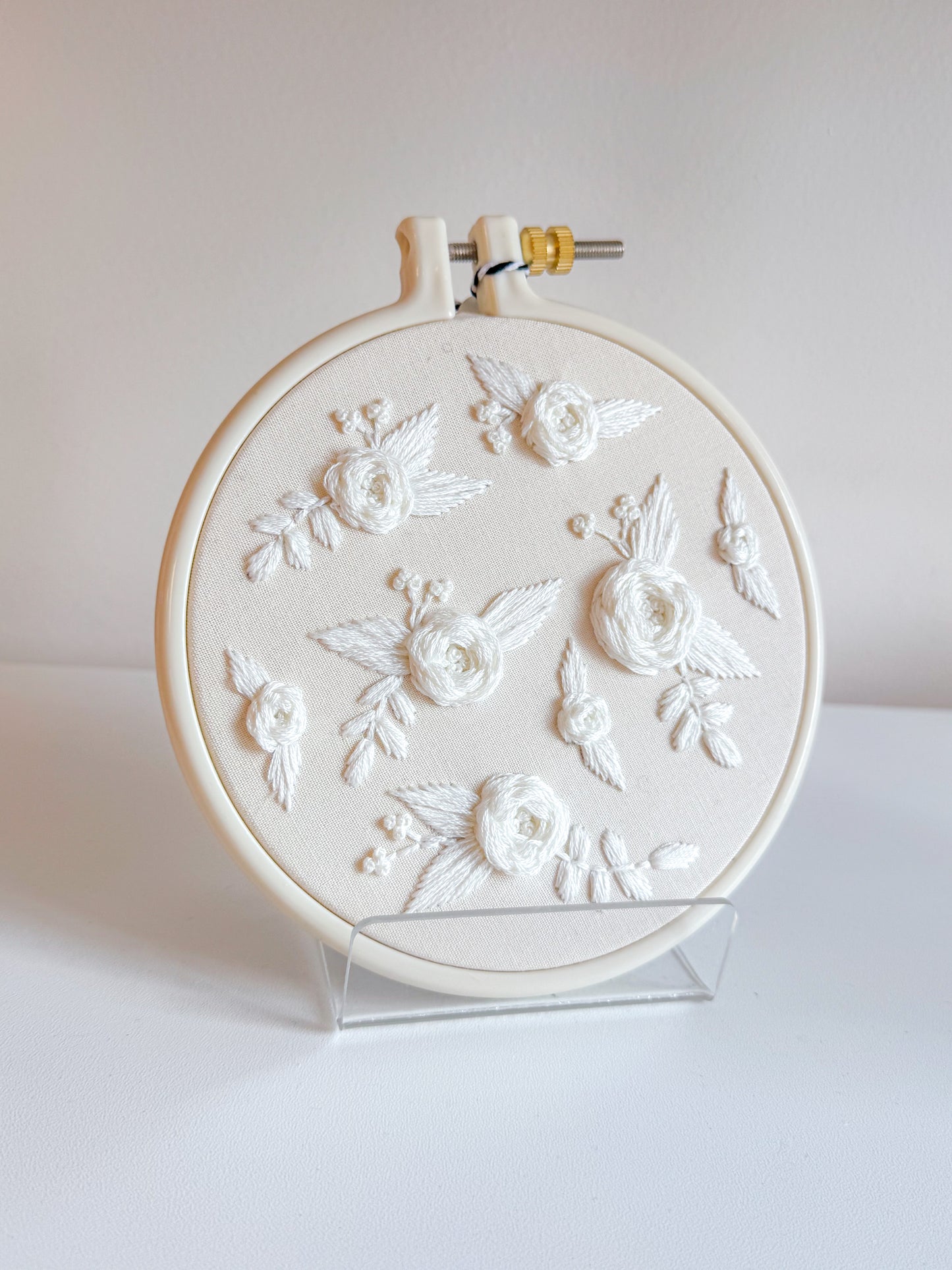 Monochrome Floral Embroidery Wall Art