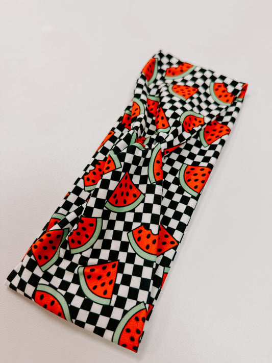 Watermelon Checkered Headband