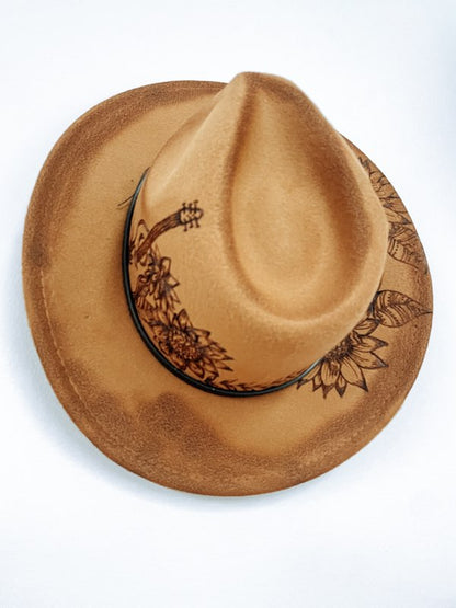 Burned Western Hat - Brown Floral