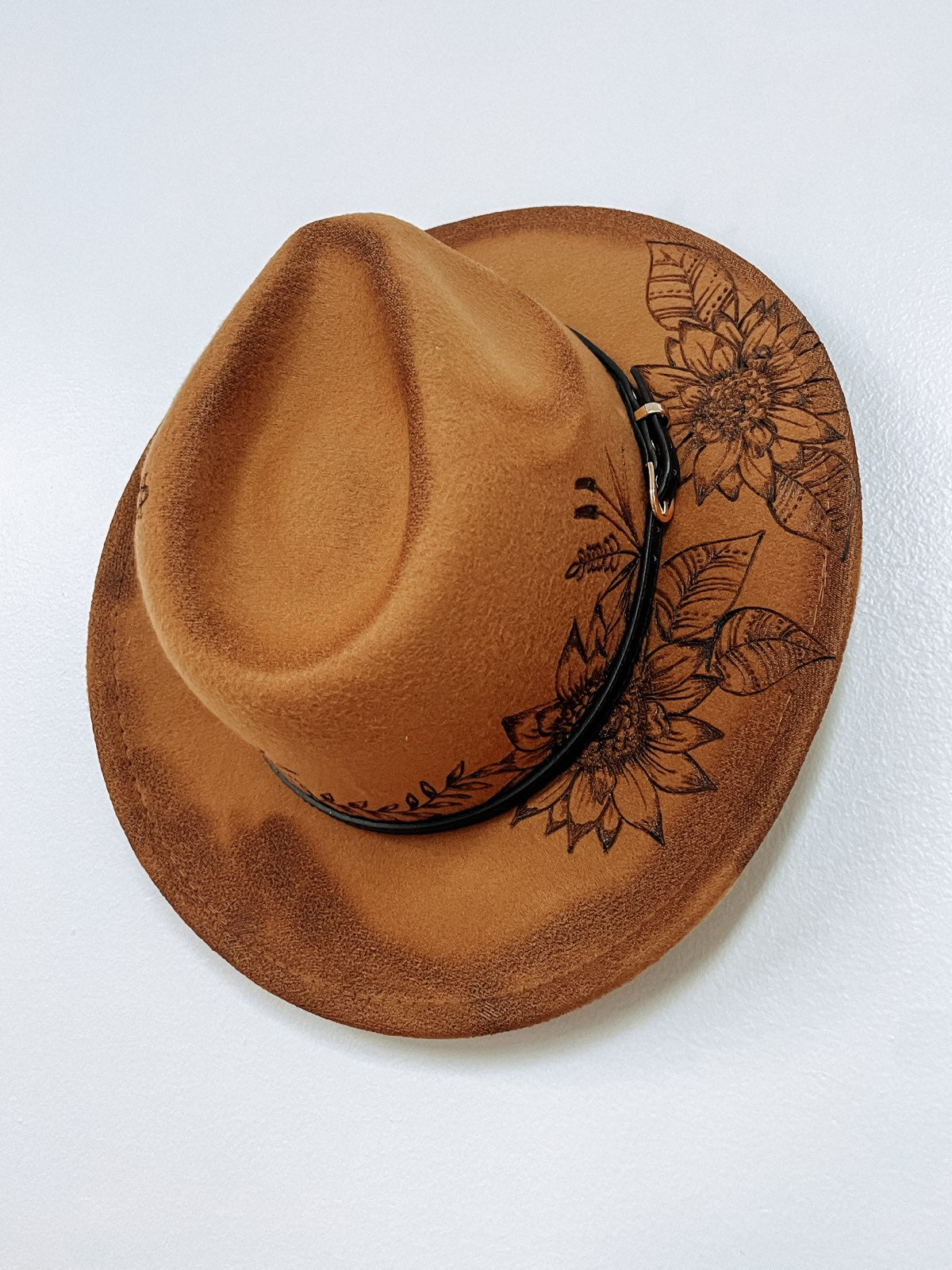 Burned Western Hat - Brown Floral