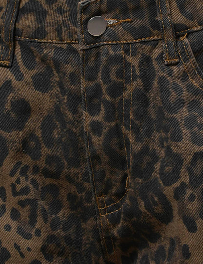 Leopard Denim Barrel Jeans