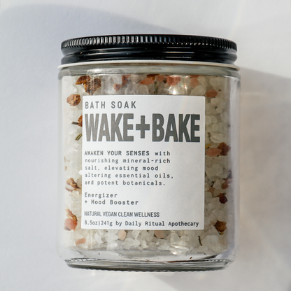 Wake + Bake Bath Soak Glass Jar