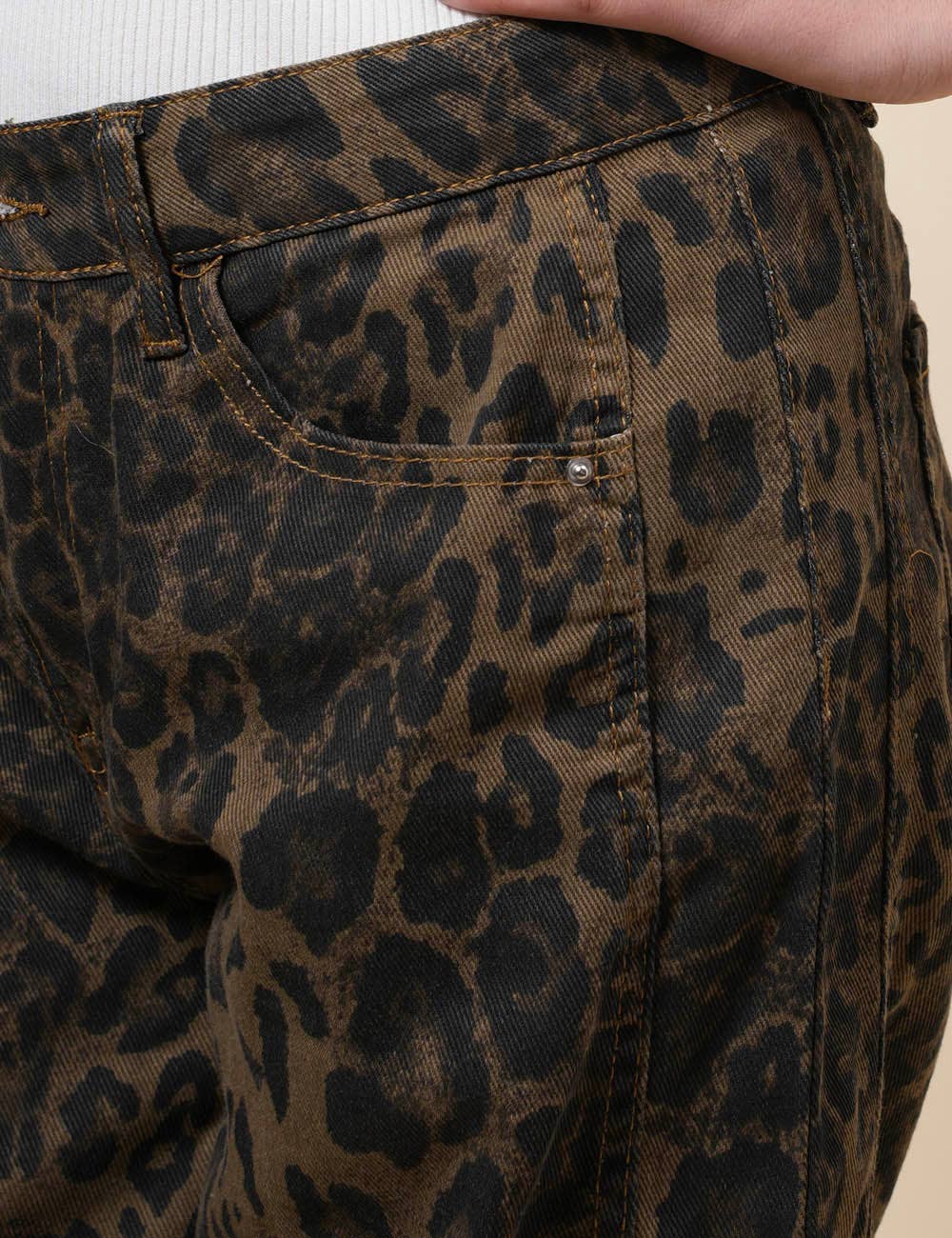 Leopard Denim Barrel Jeans