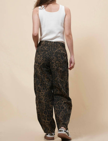 Leopard Denim Barrel Jeans