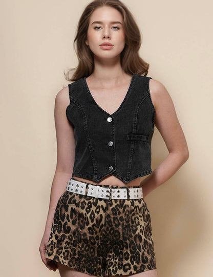 V-Neck Denim Vest