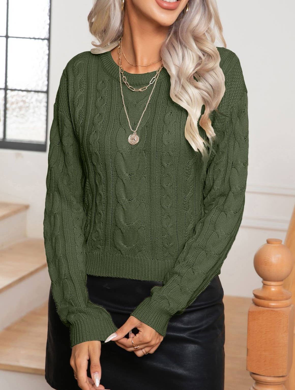 Deep Green Twist Knitted Sweater