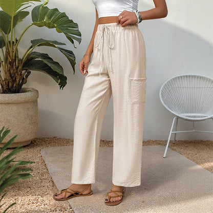 Relaxed Fit High-Waisted Drawstring Trousers