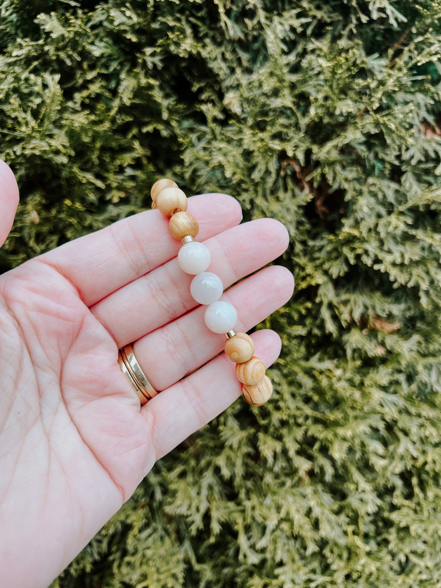 Light Pink and Orange Sunstone with Wood